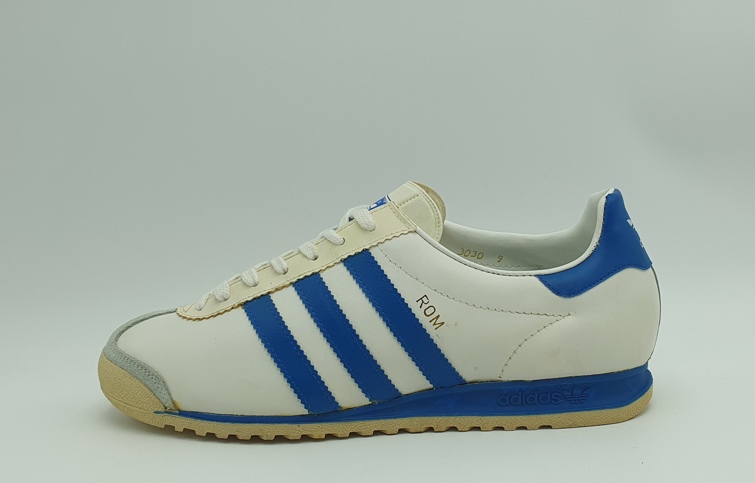 Adidas rom blue stripes best sale